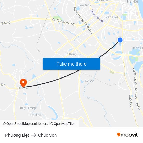 Phương Liệt to Chúc Sơn map