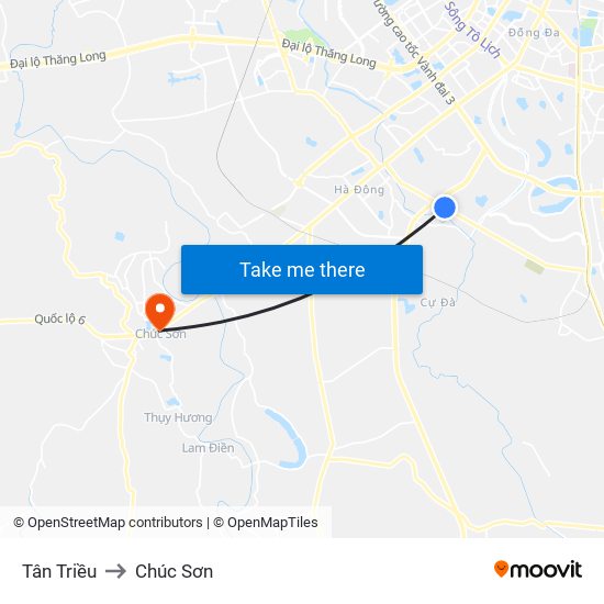 Tân Triều to Chúc Sơn map