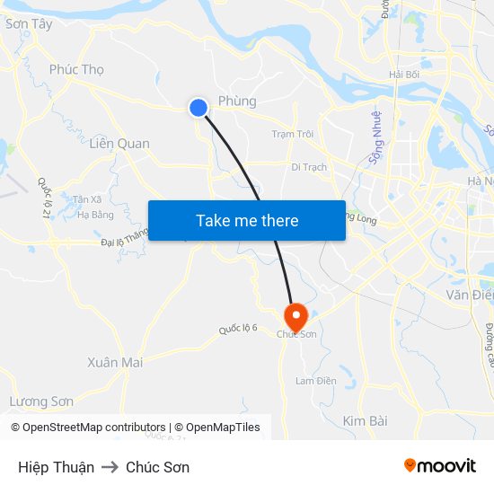 Hiệp Thuận to Chúc Sơn map