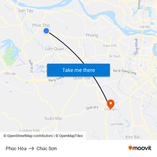 Phúc Hòa to Chúc Sơn map