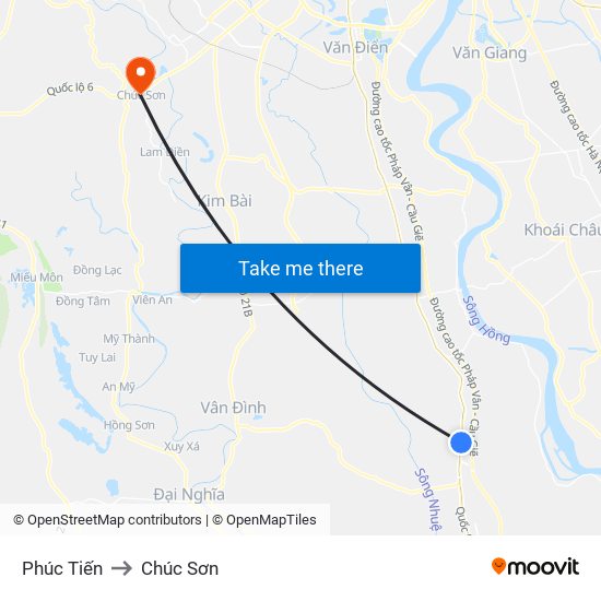 Phúc Tiến to Chúc Sơn map