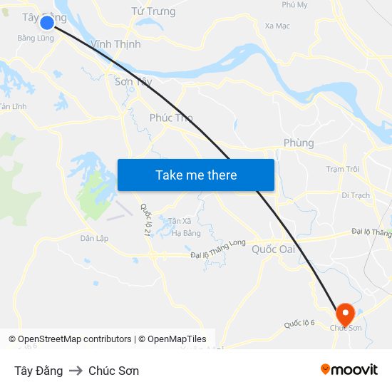 Tây Đằng to Chúc Sơn map