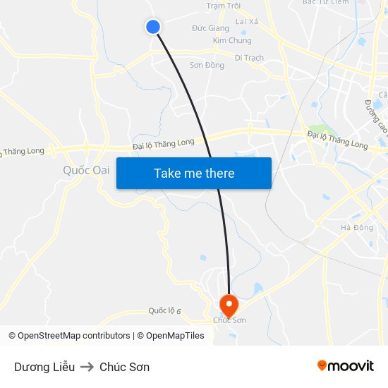 Dương Liễu to Chúc Sơn map
