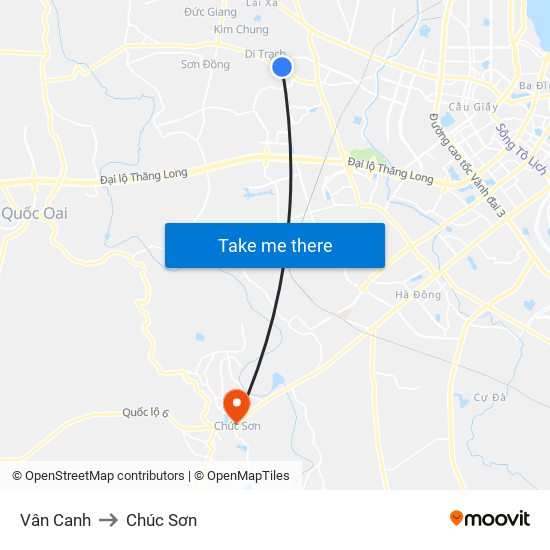 Vân Canh to Chúc Sơn map