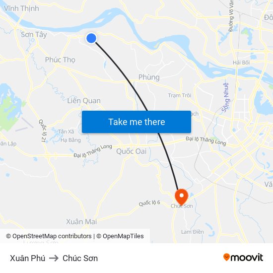 Xuân Phú to Chúc Sơn map