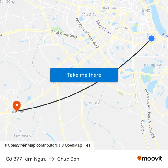 Số 377 Kim Ngưu to Chúc Sơn map