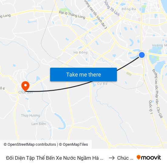 Đối Diện Tập Thể Bến Xe Nước Ngầm Hà Nội - Ngọc Hồi to Chúc Sơn map