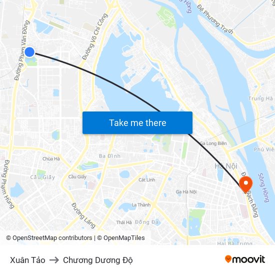 Xuân Tảo to Chương Dương Độ map