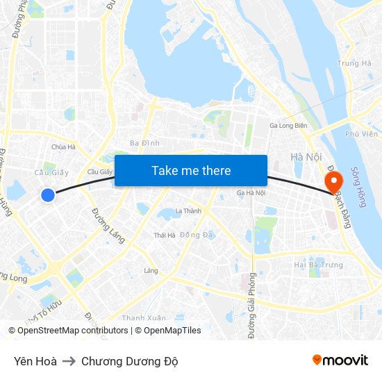 Yên Hoà to Chương Dương Độ map