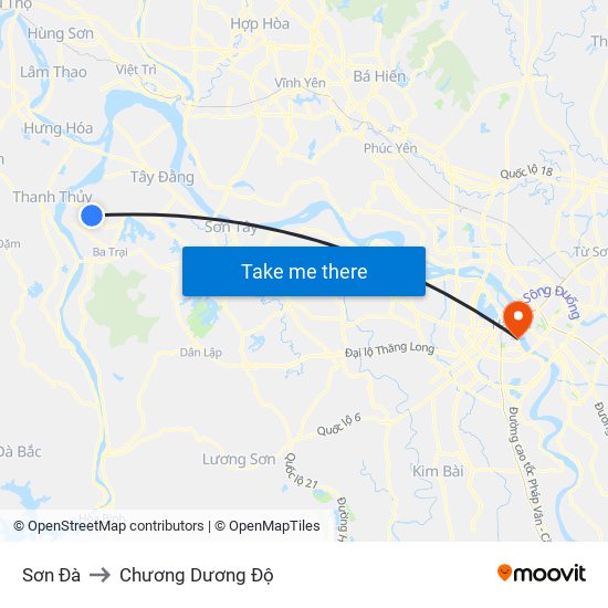 Sơn Đà to Chương Dương Độ map