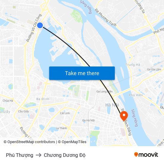 Phú Thượng to Chương Dương Độ map