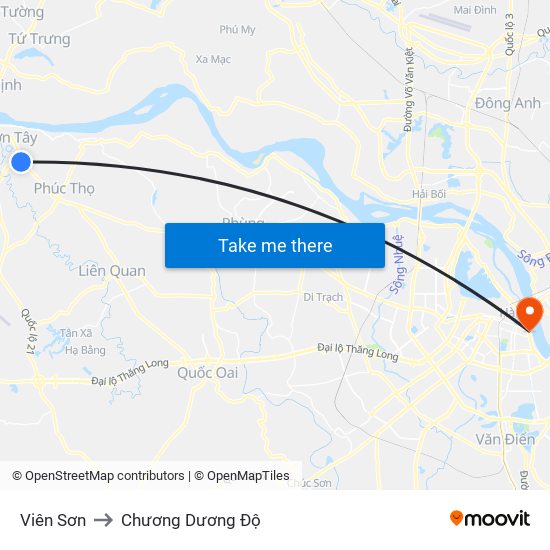 Viên Sơn to Chương Dương Độ map