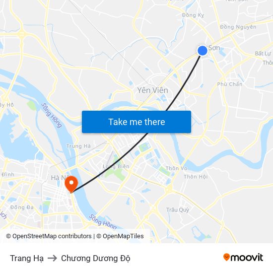 Trang Hạ to Chương Dương Độ map