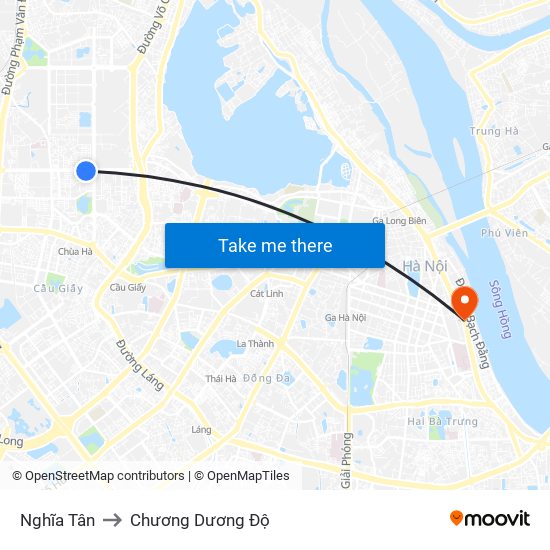 Nghĩa Tân to Chương Dương Độ map