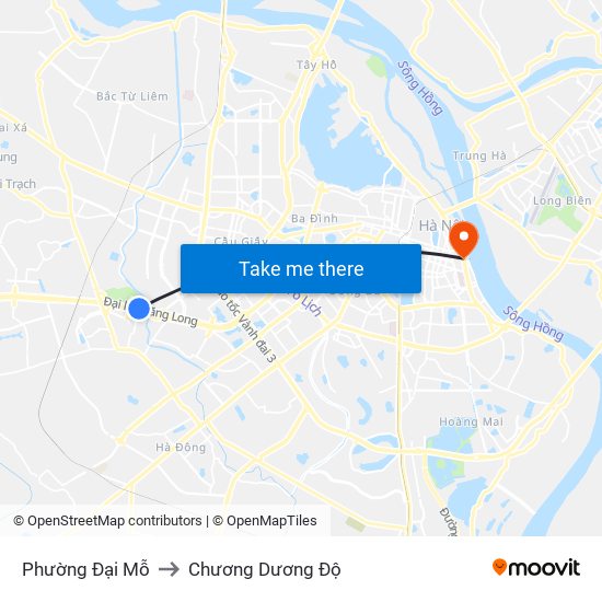 Phường Đại Mỗ to Chương Dương Độ map