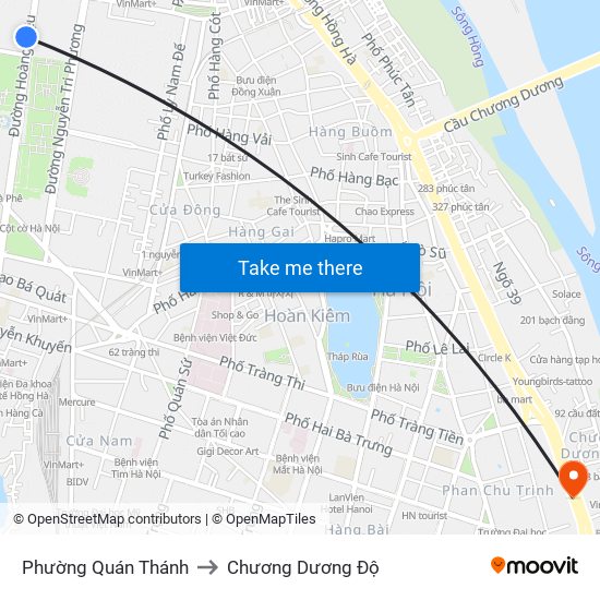 Phường Quán Thánh to Chương Dương Độ map