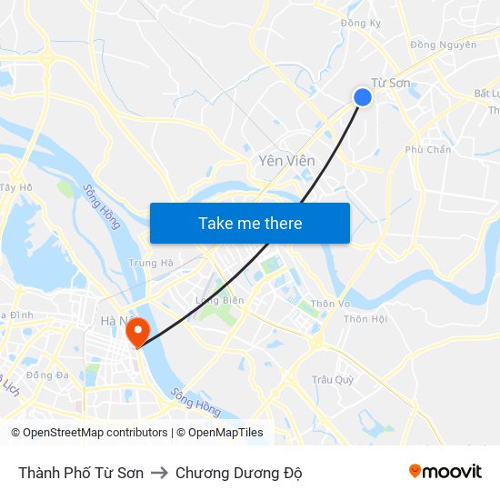 Thành Phố Từ Sơn to Chương Dương Độ map