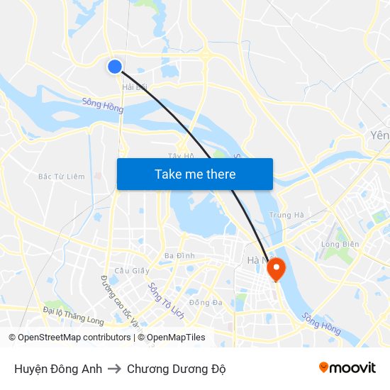 Huyện Đông Anh to Chương Dương Độ map