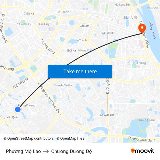 Phường Mộ Lao to Chương Dương Độ map