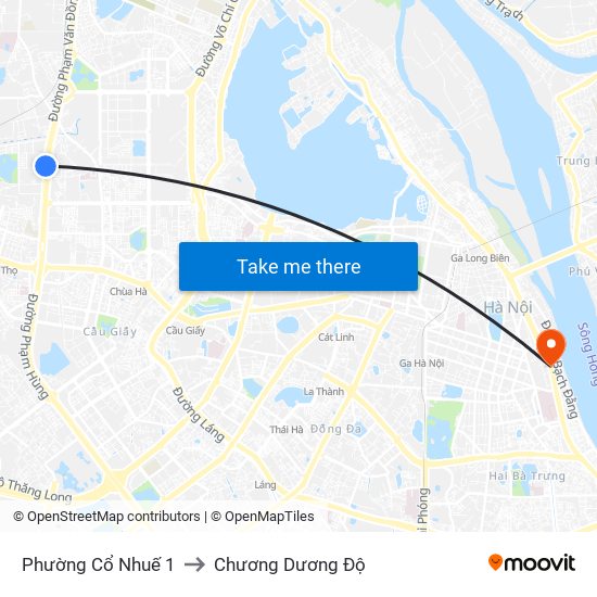 Phường Cổ Nhuế 1 to Chương Dương Độ map