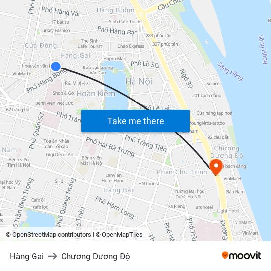 Hàng Gai to Chương Dương Độ map