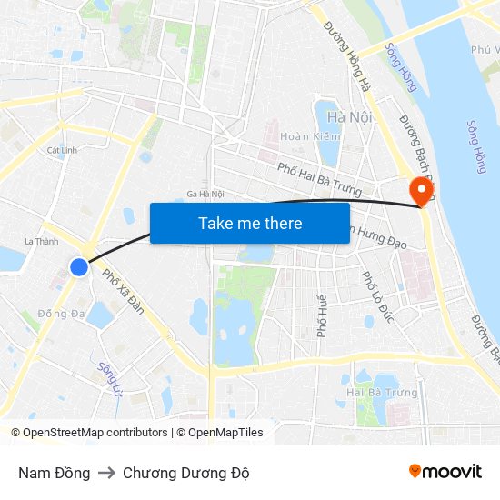 Nam Đồng to Chương Dương Độ map