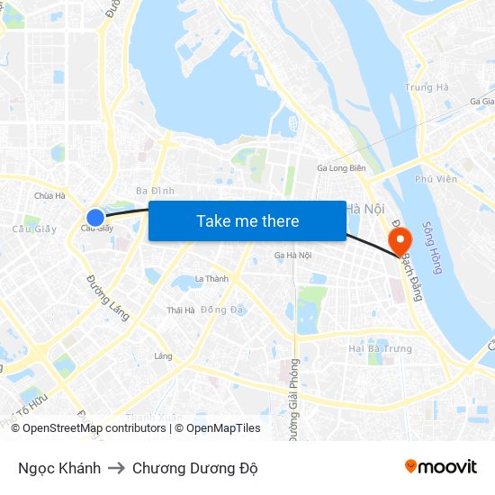 Ngọc Khánh to Chương Dương Độ map