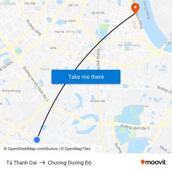 Tả Thanh Oai to Chương Dương Độ map