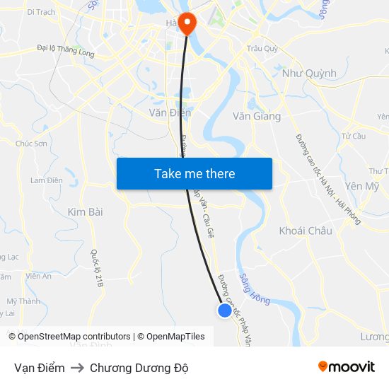 Vạn Điểm to Chương Dương Độ map