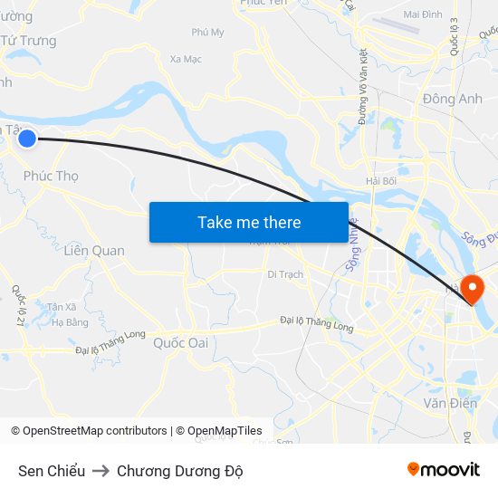 Sen Chiểu to Chương Dương Độ map