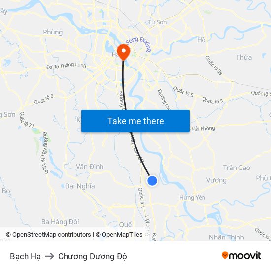 Bạch Hạ to Chương Dương Độ map