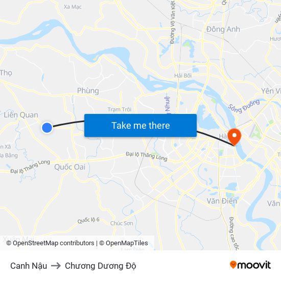 Canh Nậu to Chương Dương Độ map