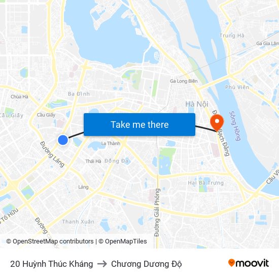 20 Huỳnh Thúc Kháng to Chương Dương Độ map