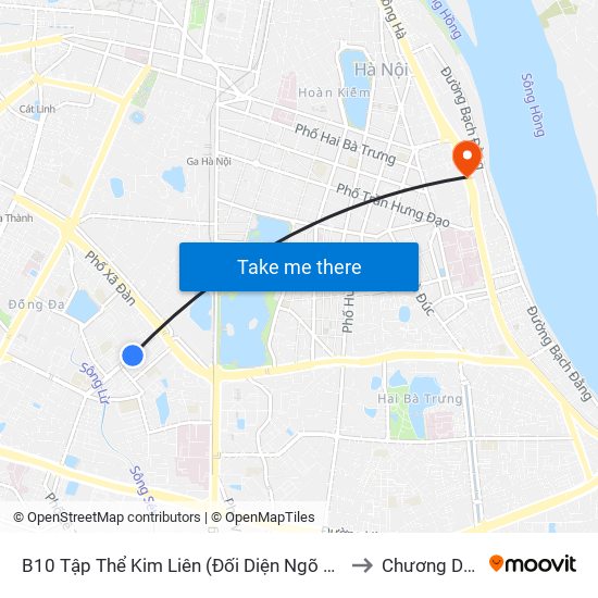 B10 Tập Thể Kim Liên (Đối Diện Ngõ 46b Phạm Ngọc Thạch) to Chương Dương Độ map