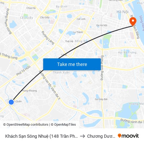 Khách Sạn Sông Nhuệ (148 Trần Phú- Hà Đông) to Chương Dương Độ map