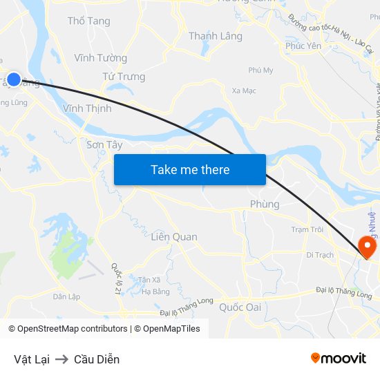 Vật Lại to Cầu Diễn map