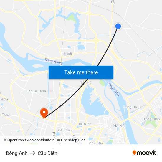 Đông Anh to Cầu Diễn map