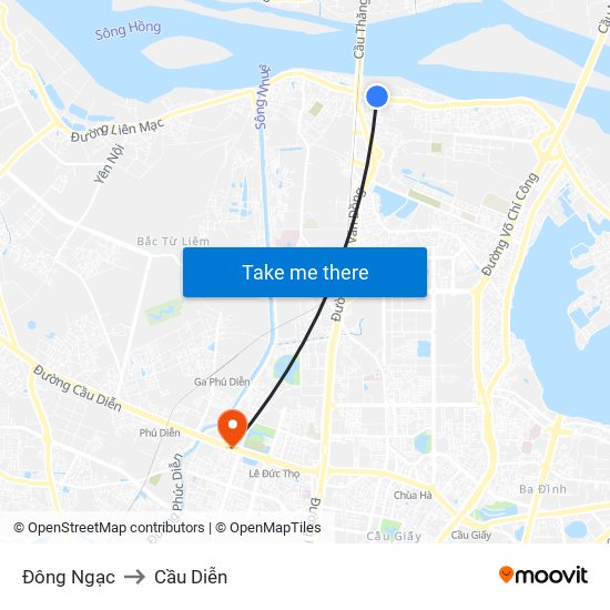 Đông Ngạc to Cầu Diễn map