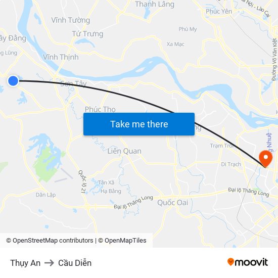 Thụy An to Cầu Diễn map