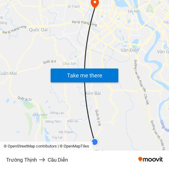 Trường Thịnh to Cầu Diễn map