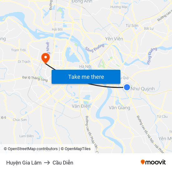 Huyện Gia Lâm to Cầu Diễn map