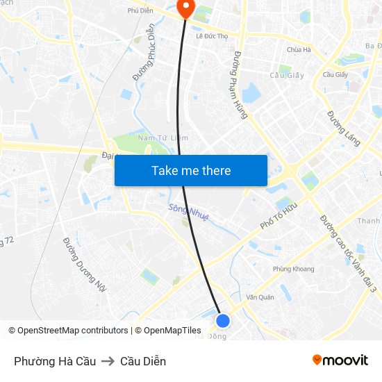 Phường Hà Cầu to Cầu Diễn map