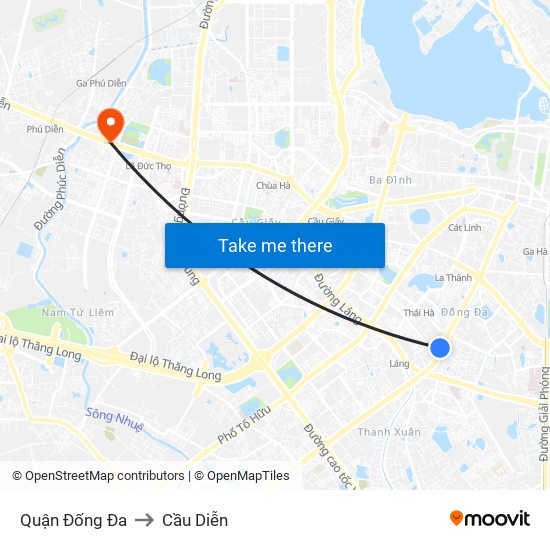 Quận Đống Đa to Cầu Diễn map