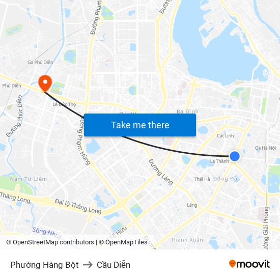 Phường Hàng Bột to Cầu Diễn map