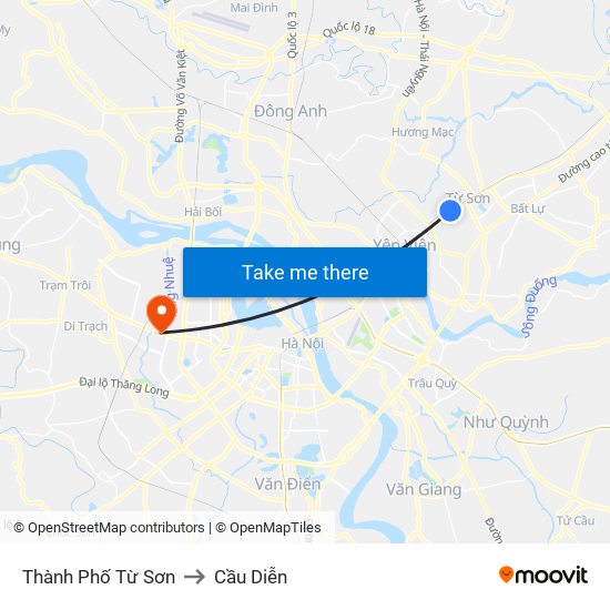 Thành Phố Từ Sơn to Cầu Diễn map