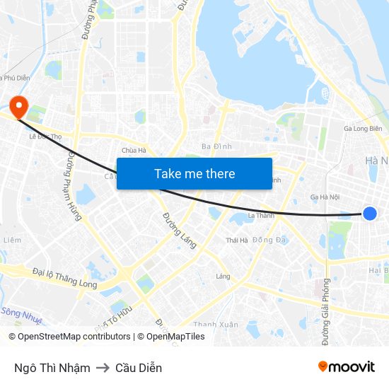 Ngô Thì Nhậm to Cầu Diễn map