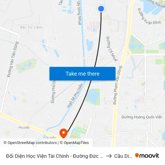 Đối Diện Học Viện Tài Chính - Đường Đức Thắng to Cầu Diễn map