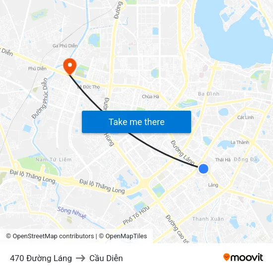 470 Đường Láng to Cầu Diễn map