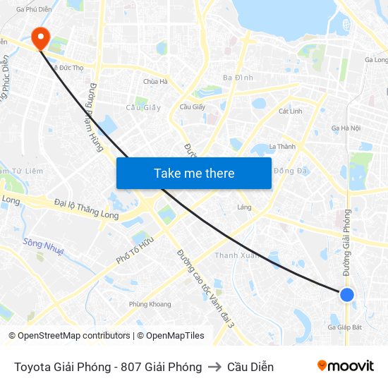 Toyota Giải Phóng - 807 Giải Phóng to Cầu Diễn map