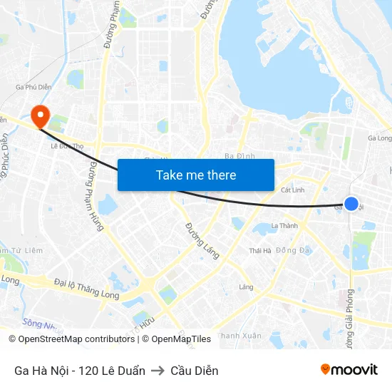 Ga Hà Nội - 120 Lê Duẩn to Cầu Diễn map